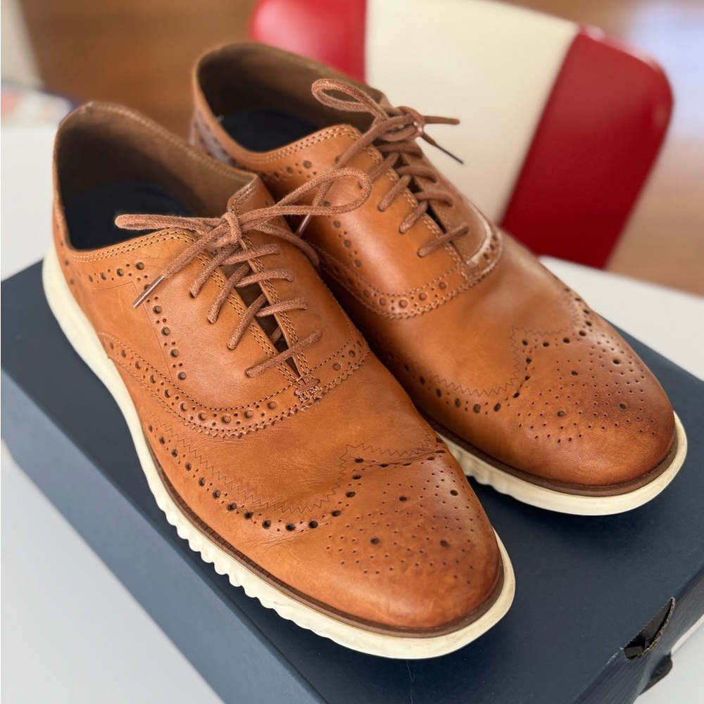 Cole Haan Zerogrand Tan Leather Wingtip Oxfords